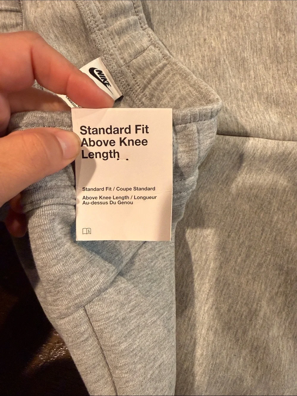 Nike Gray Athletic Fleece Shorts with Black Drawcord